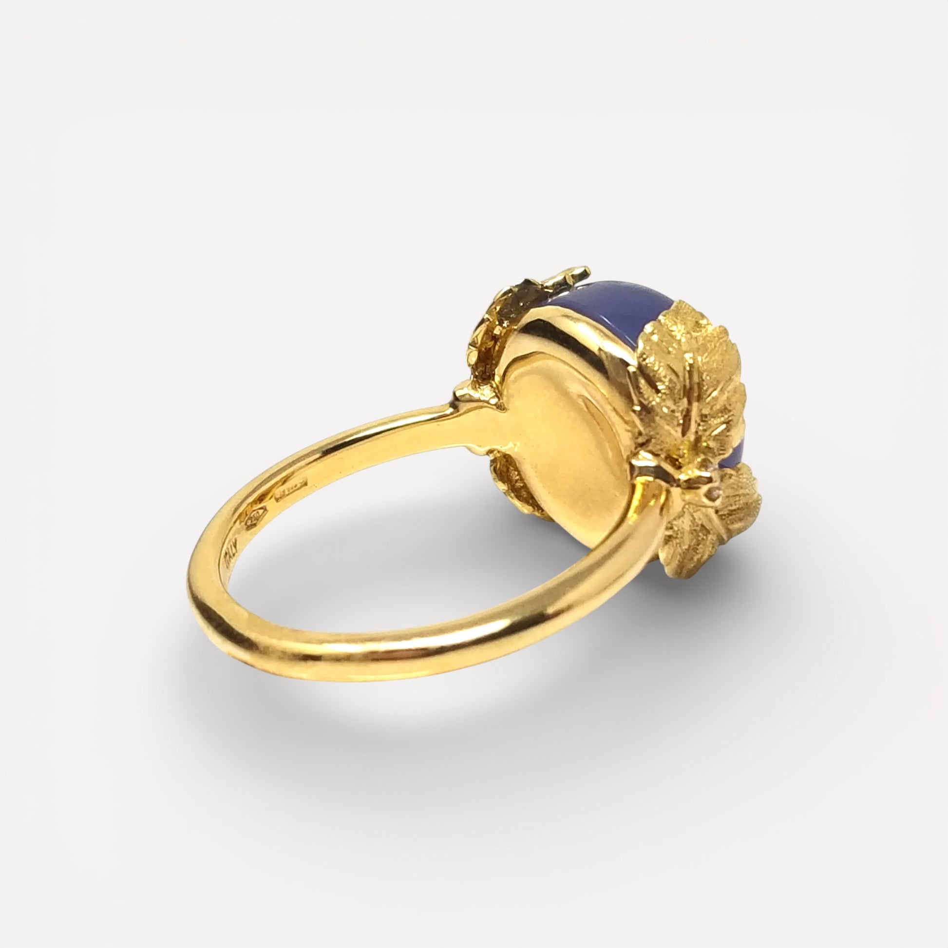 Chalcedony in 18kt Sylvia Florentine Engraved Ring made in Florence, Italy by Cynthia Scott Jewelry.