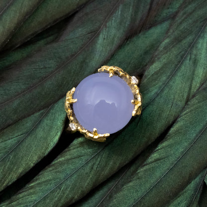 Chalcedony in 18kt Sylvia Florentine Engraved Ring made in Florence, Italy by Cynthia Scott Jewelry.