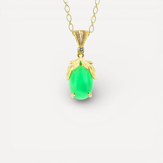 Chrysoprase in 18kt Sylvia pendant made in Florence, Italy by Cynthia Scott Jewelry