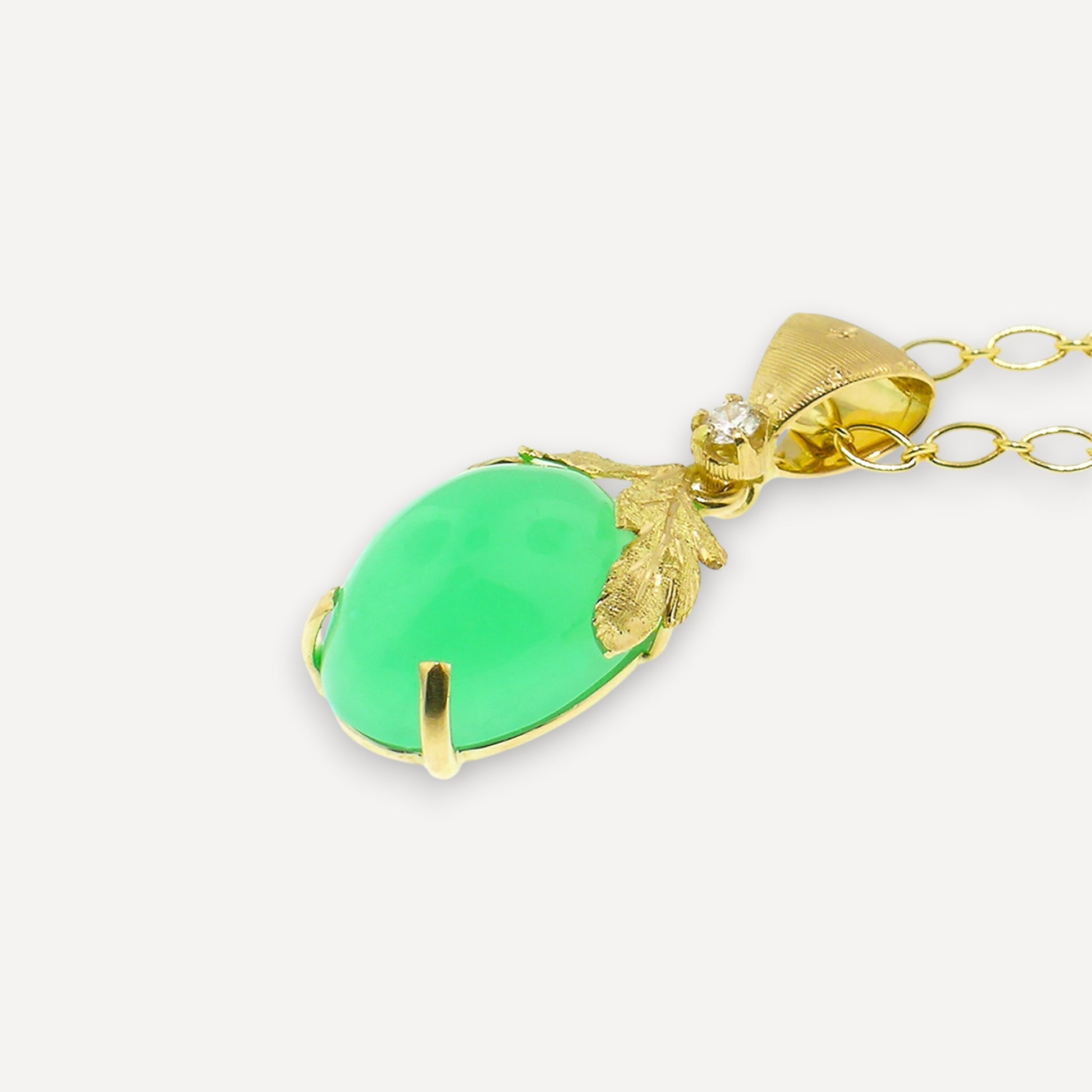 Chrysoprase in 18kt Sylvia pendant made in Florence, Italy by Cynthia Scott Jewelry