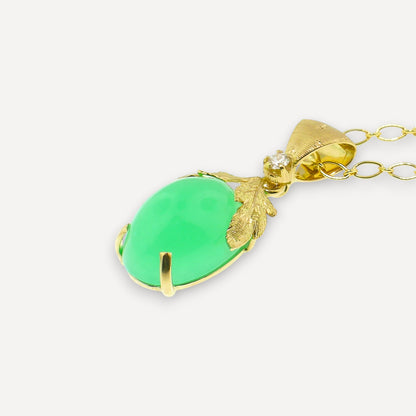 Chrysoprase in 18kt Sylvia pendant made in Florence, Italy by Cynthia Scott Jewelry