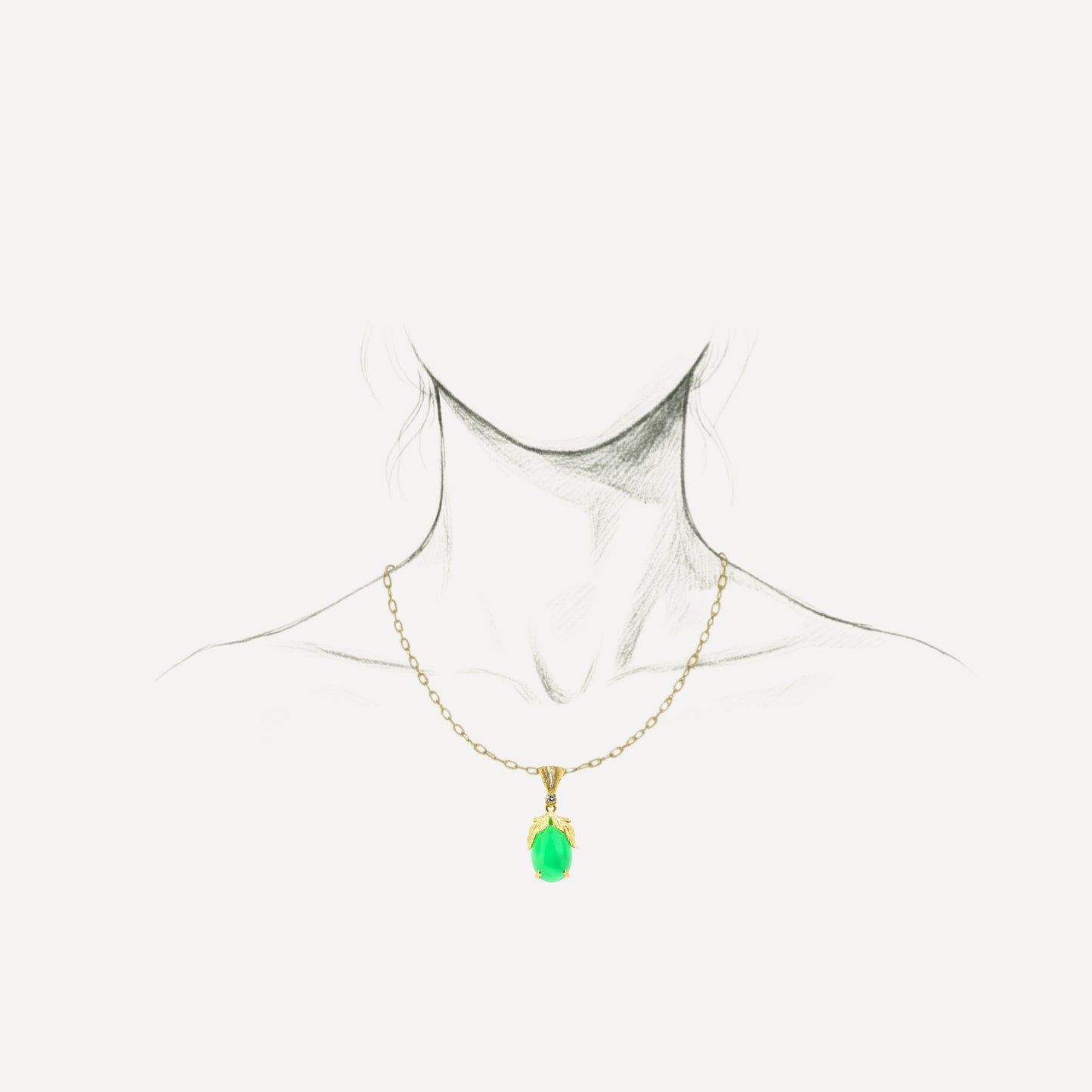 Chrysoprase in 18kt Sylvia pendant made in Florence, Italy by Cynthia Scott Jewelry