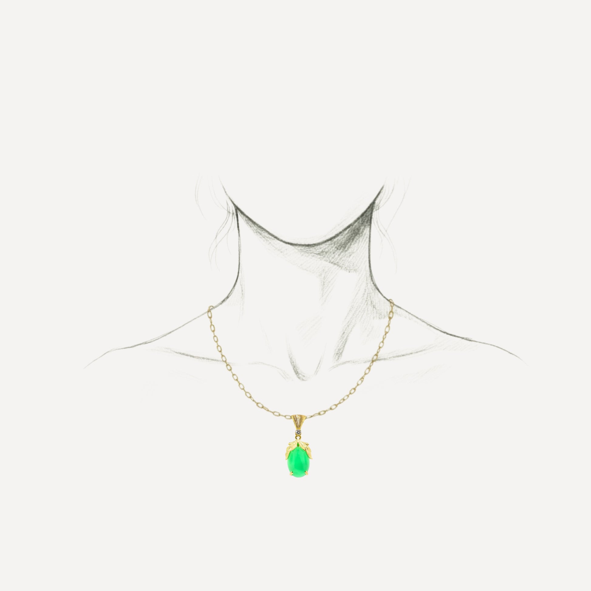 Chrysoprase in 18kt Sylvia pendant made in Florence, Italy by Cynthia Scott Jewelry
