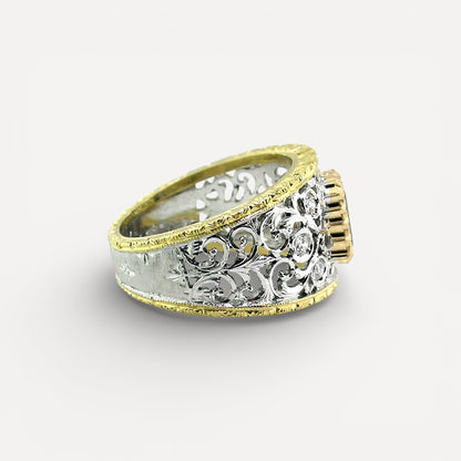 Brazilian Alexandrite in Florentine Engraved Contessa 18kt Ring made in Florence, Italy for Cynthia Scott Jewelry