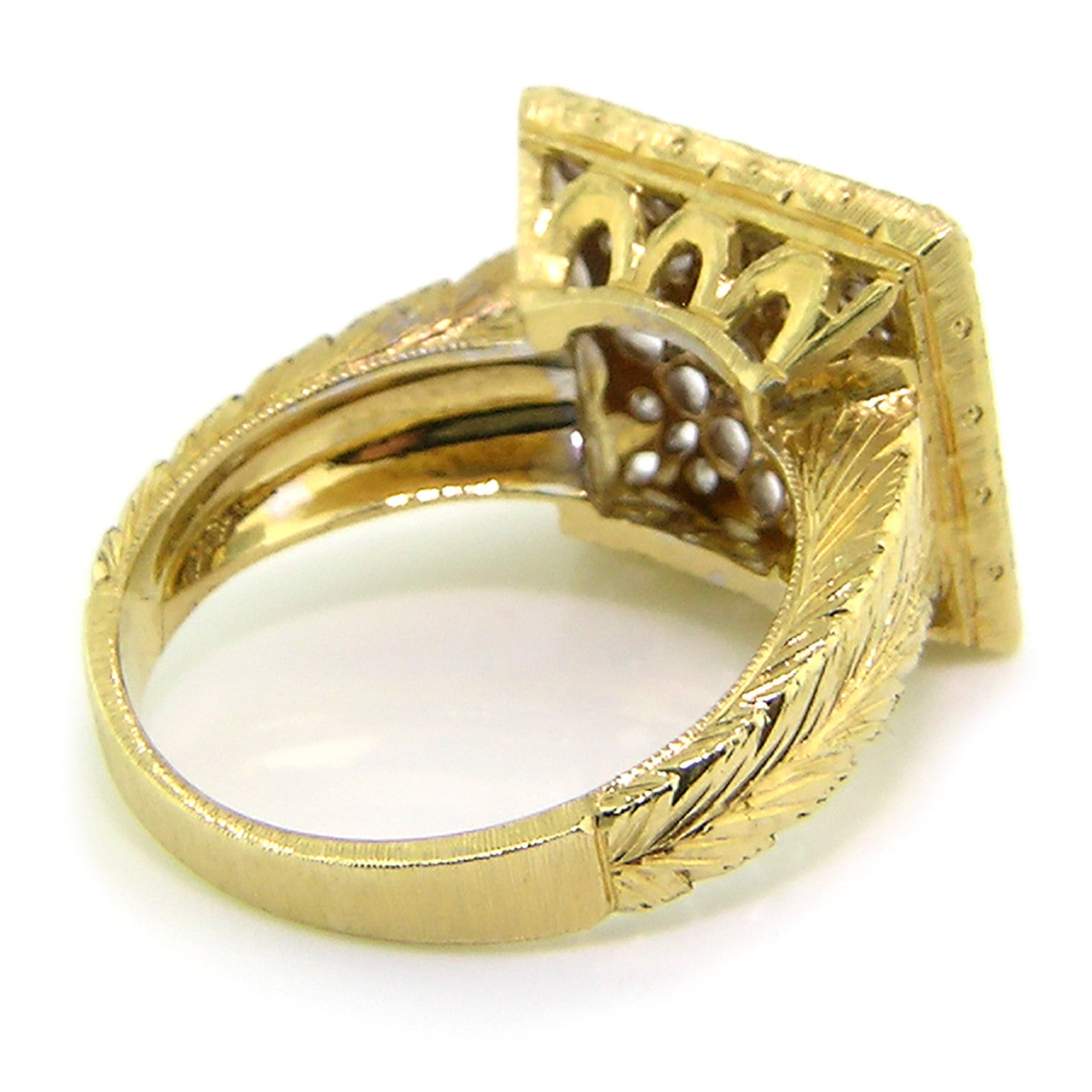 Carina Florentine Engraved 18kt Gold and Diamond Ring, Made in Italy for Cynthia Scott Jewelry