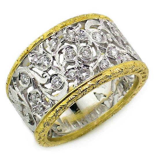 Sofia Florentine Engraved Diamond Band made in Italy for Cynthia Scott Jewelry