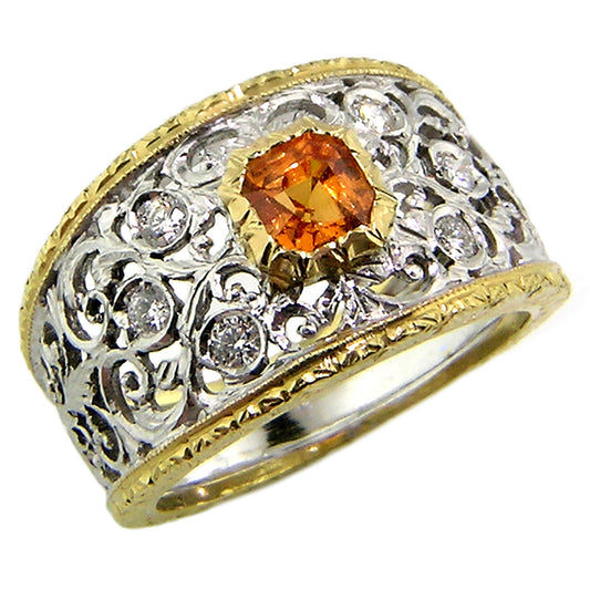 Mandarin Garnet 18kt Contessa Ring made in Florence, Italy by Cynthia Scott Jewelry