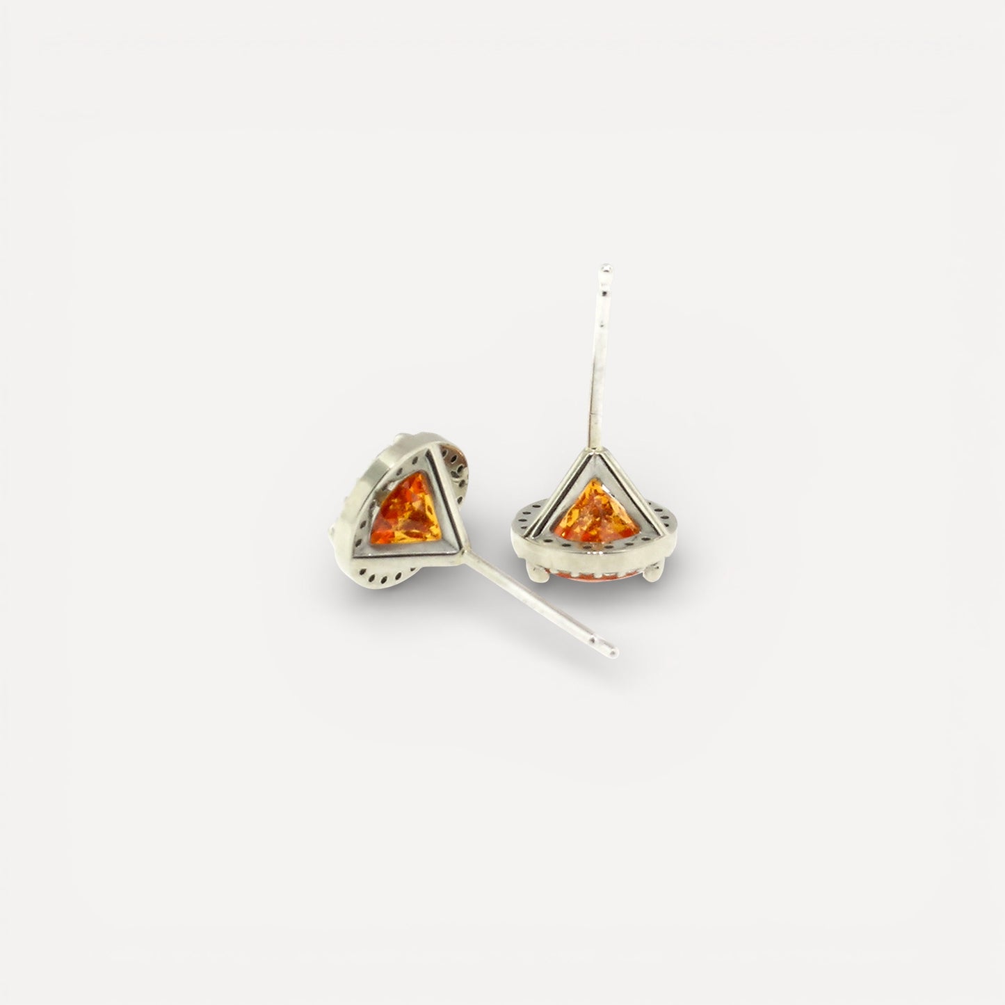 Mandarin Garnet Diamond 18kt Martini Halo Earrings