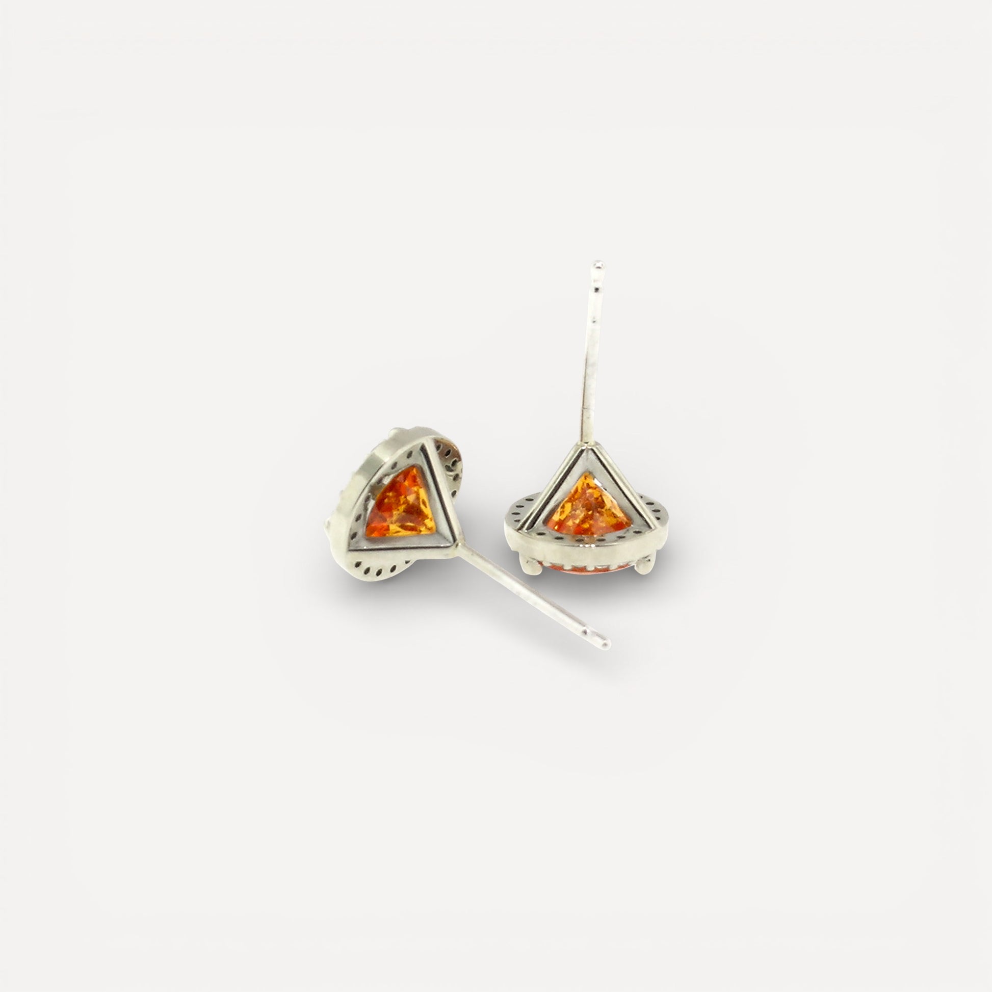 Mandarin Garnet Diamond 18kt Martini Halo Earrings