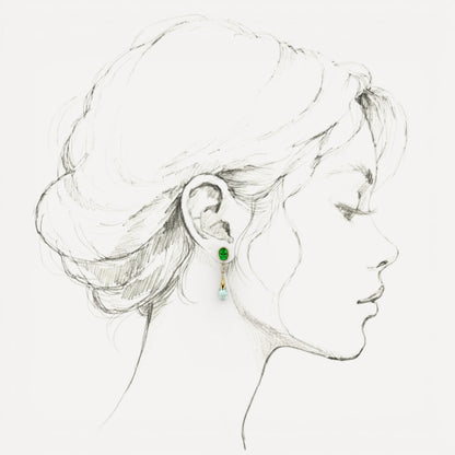 Tsavorite Garnet and Mint Green Tourmaline 18kt and Diamond Earrings made in USA by Cynthia Scott Jewelry
