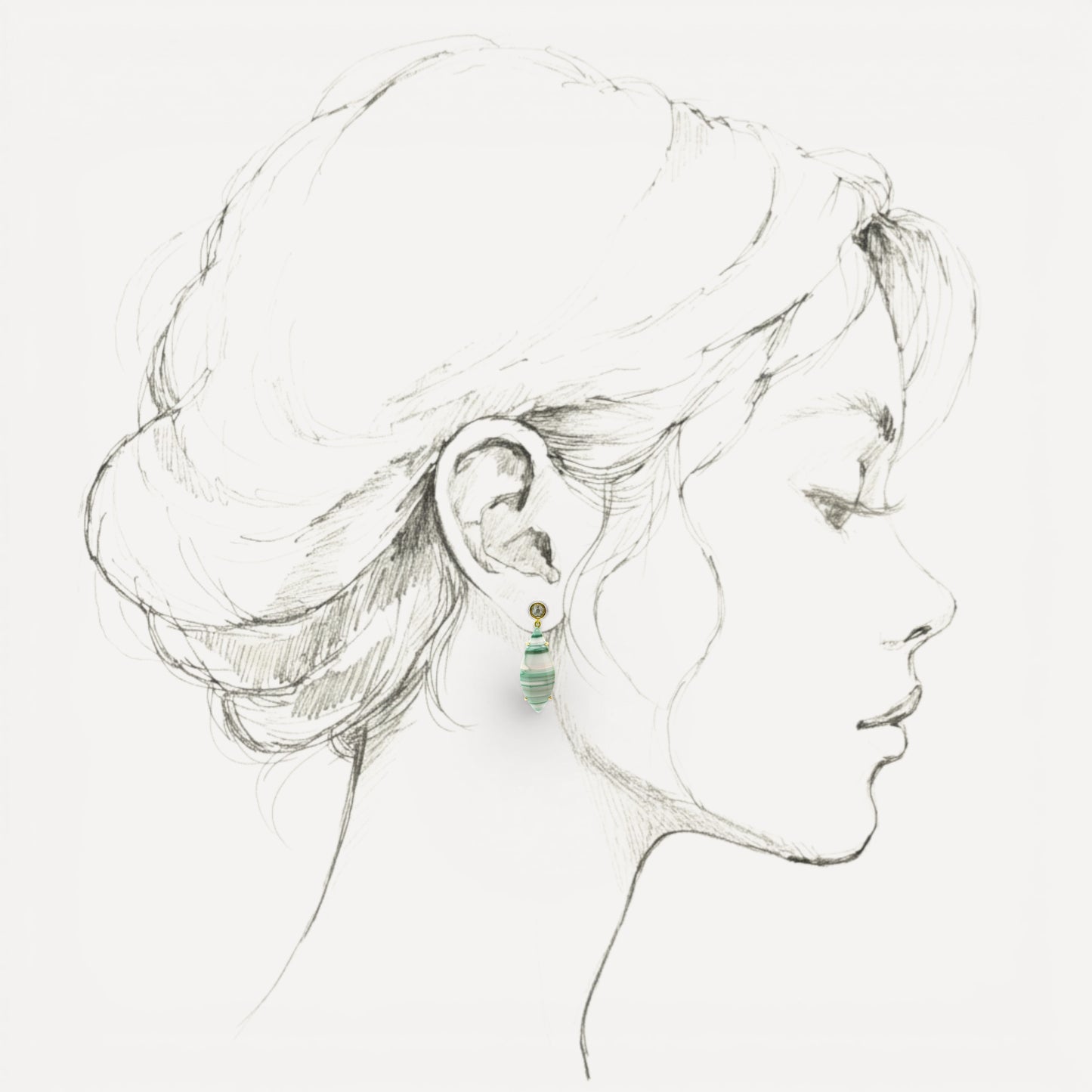 Saturn Chalcedony & Diamond 18kt Earrings made in USA by Cynthia Scott Jewelry