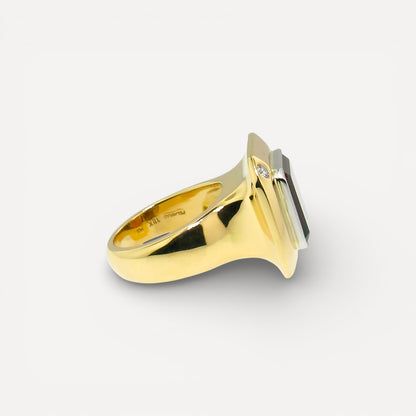 Derek Katzenbach cut Oregon Sunstone 18kt Aphrodite Ring made in USA by Cynthia Scott Jewelry