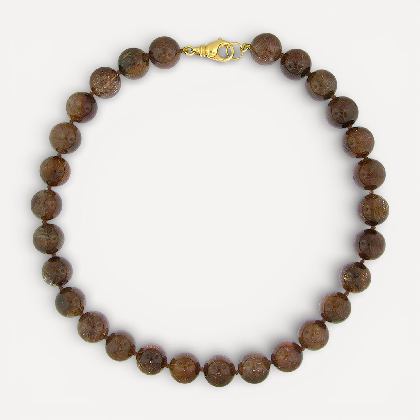 Rutilated Quartz & 18kt Beaded Necklace made in USA by Cynthia Scott Jewelry