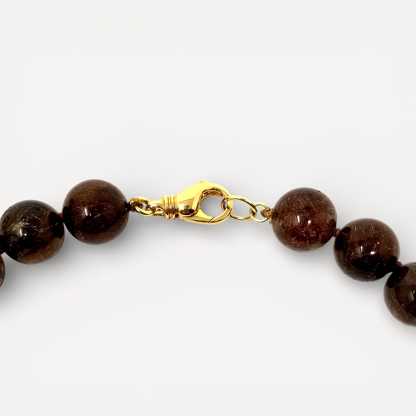 Rutilated Quartz & 18kt Beaded Necklace made in USA by Cynthia Scott Jewelry