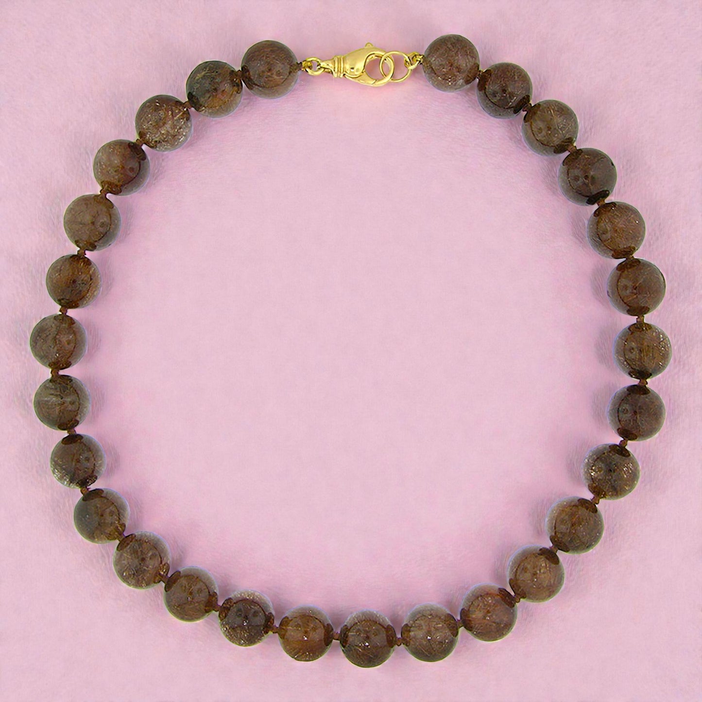 Rutilated Quartz & 18kt Beaded Necklace made in USA by Cynthia Scott Jewelry