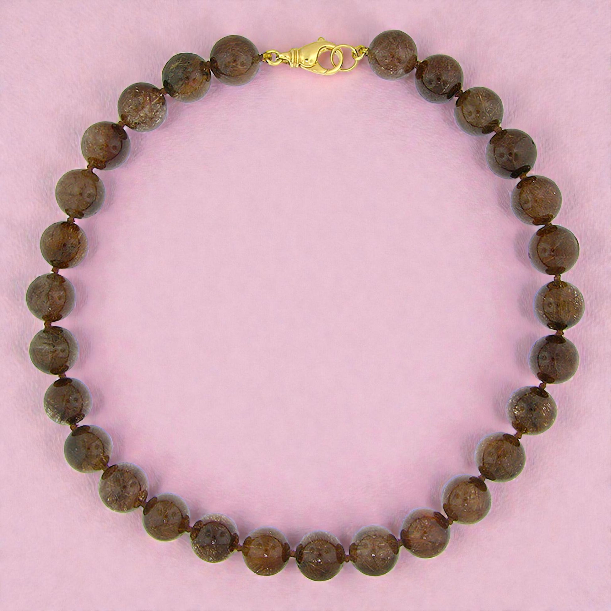 Rutilated Quartz & 18kt Beaded Necklace made in USA by Cynthia Scott Jewelry