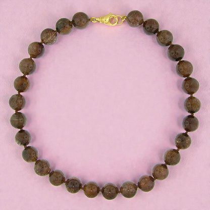 Rutilated Quartz & 18kt Beaded Necklace made in USA by Cynthia Scott Jewelry