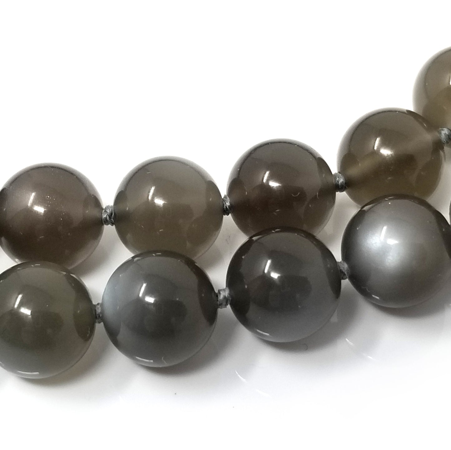 Gray Moonstone & 18kt Long Beaded Gemstone Necklace