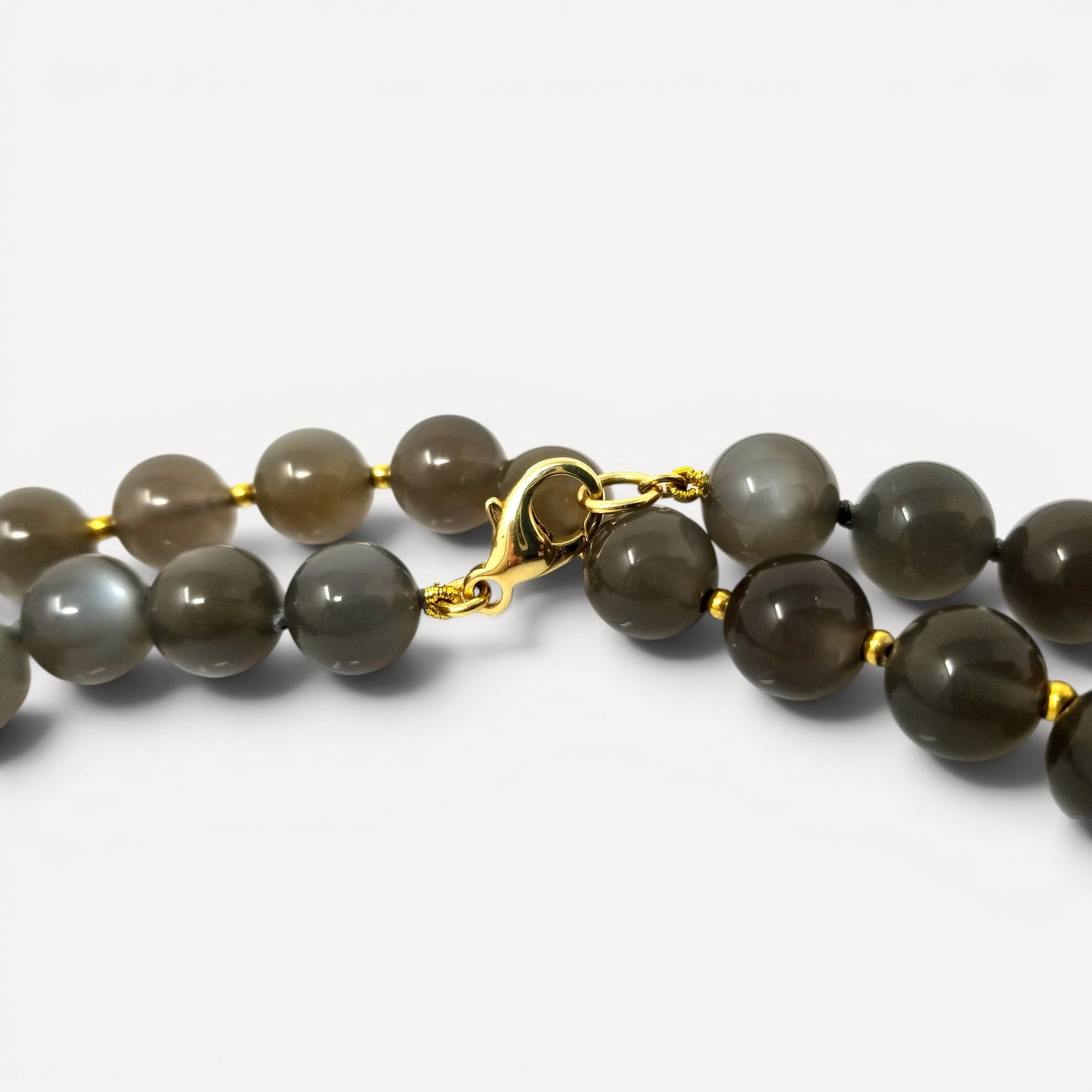 Gray Taupe Moonstone Long Bead Gemstone Necklace by Cynthia Scott Jewelry