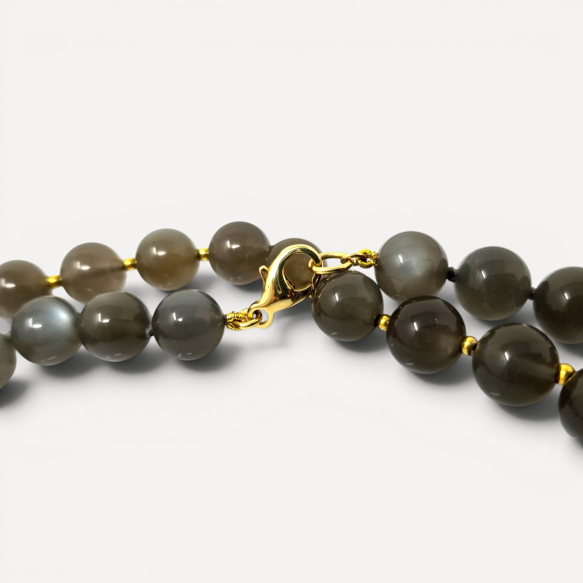 Gray Taupe Moonstone Long Bead Gemstone Necklace by Cynthia Scott Jewelry