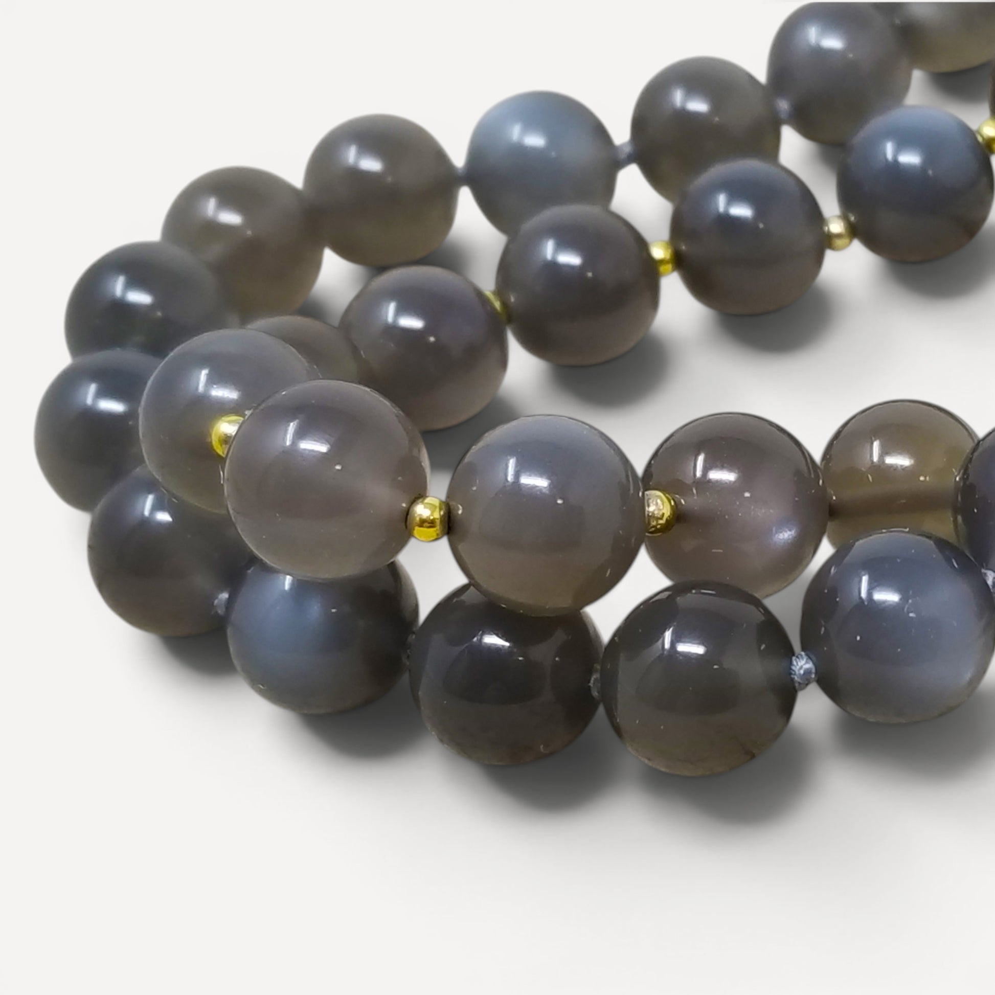 Gray Taupe Moonstone Long Bead Gemstone Necklace by Cynthia Scott Jewelry