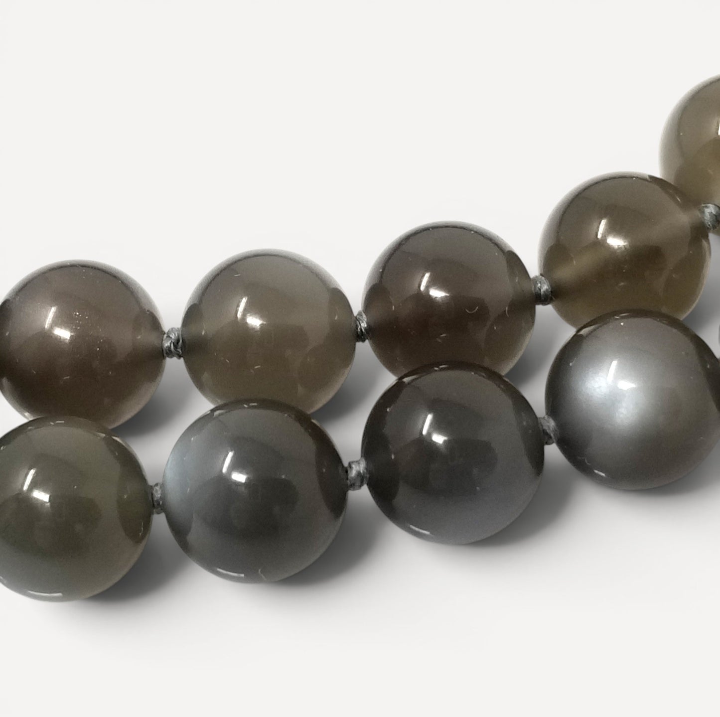 Gray Taupe Moonstone Long Bead Gemstone Necklace by Cynthia Scott Jewelry