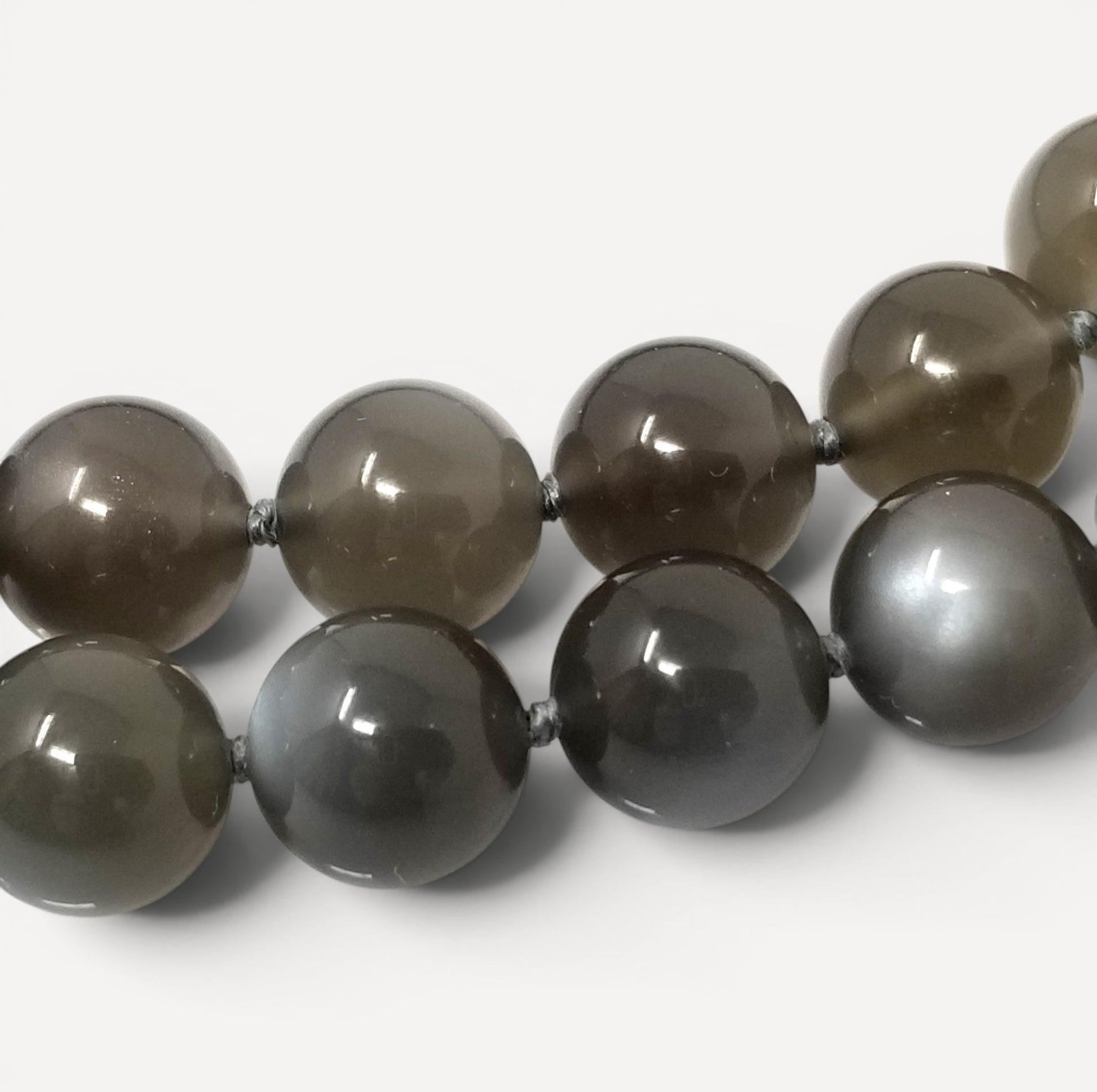 Gray Taupe Moonstone Long Bead Gemstone Necklace by Cynthia Scott Jewelry