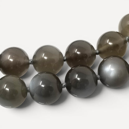 Gray Taupe Moonstone Long Bead Gemstone Necklace by Cynthia Scott Jewelry