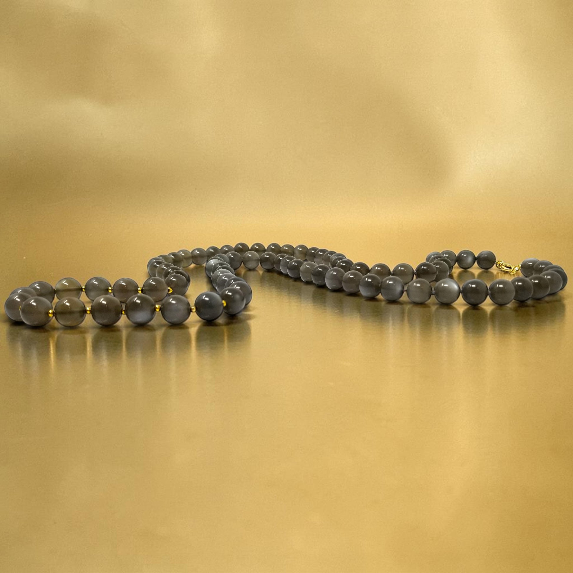 Gray Taupe Moonstone Long Bead Gemstone Necklace by Cynthia Scott Jewelry