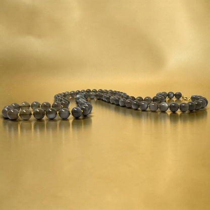 Gray Taupe Moonstone Long Bead Gemstone Necklace by Cynthia Scott Jewelry