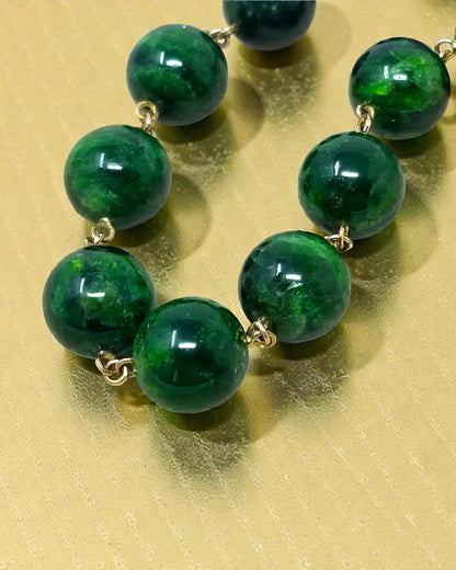 Chrome Diopside, Tsavorite Garnet, & 18kt Long Beaded Gemstone Necklace