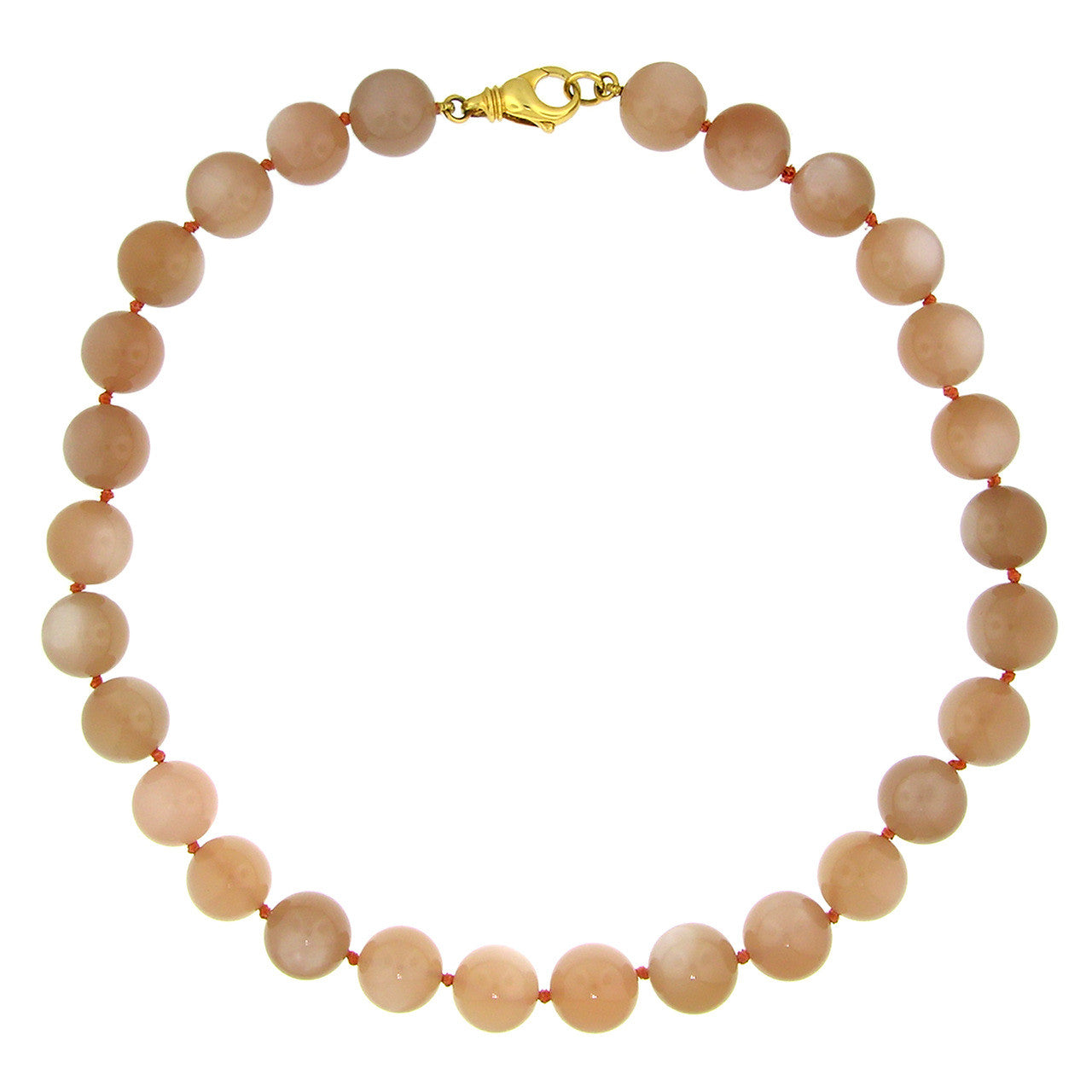 Peach Moonstone & 18kt Necklace made in USA by Cynthia Scott Jewelry