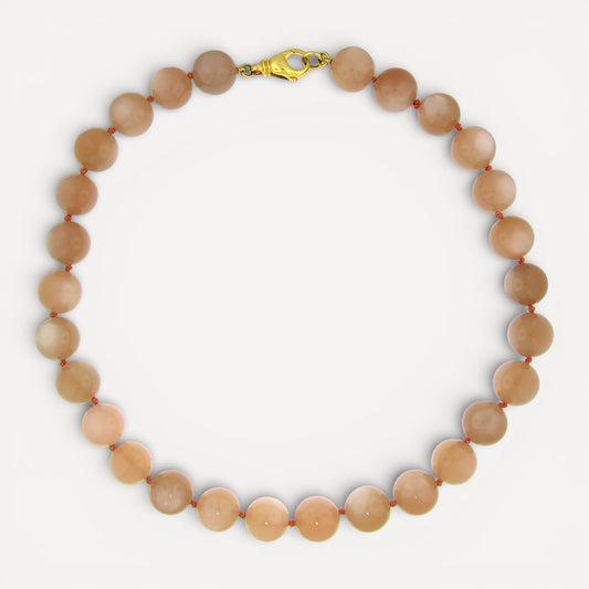 Peach Moonstone & 18kt Necklace made in USA by Cynthia Scott Jewelry