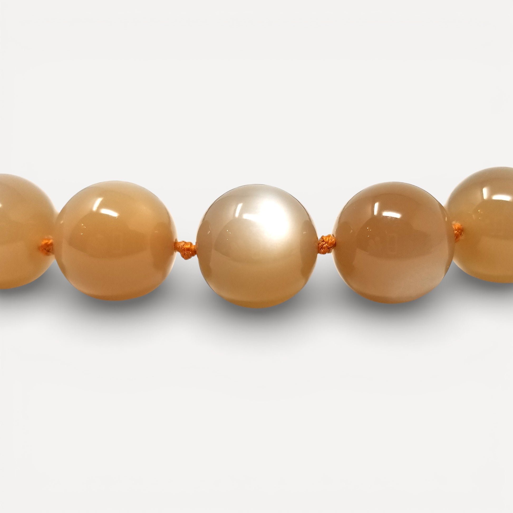 Peach Moonstone & 18kt Necklace made in USA by Cynthia Scott Jewelry