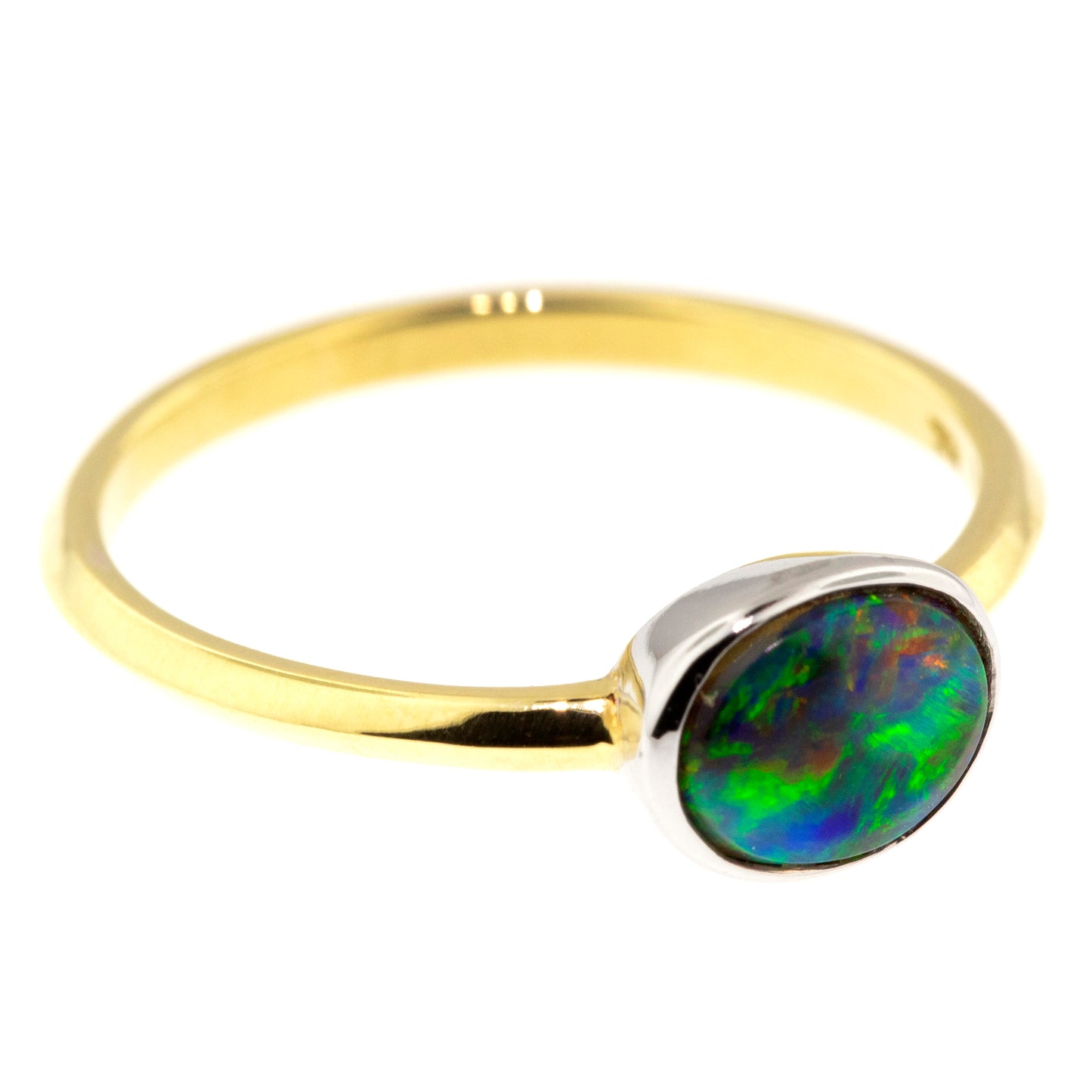Australian Black Opal 18kt & Platinum Paloma Ring