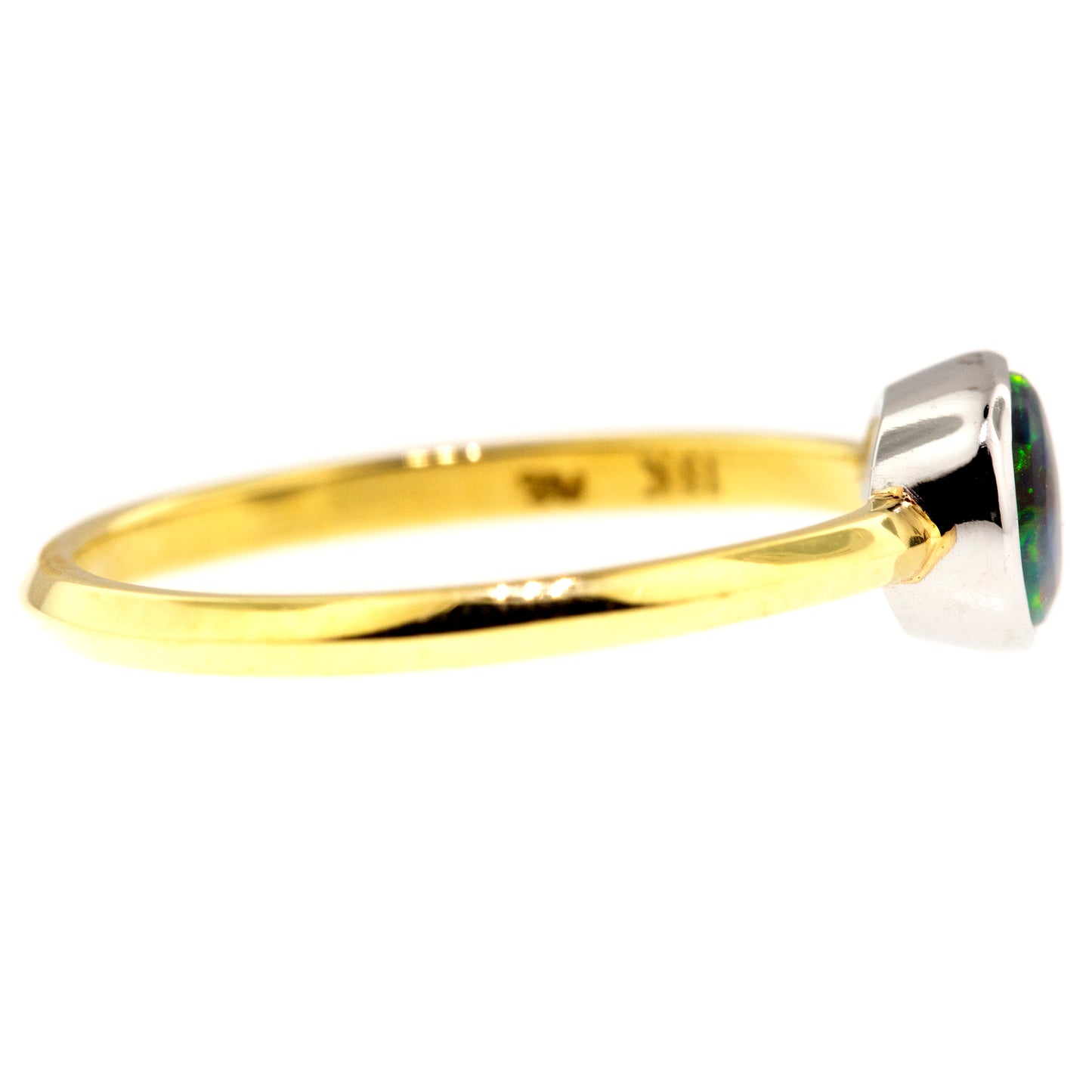 Australian Black Opal 18kt & Platinum Paloma Ring
