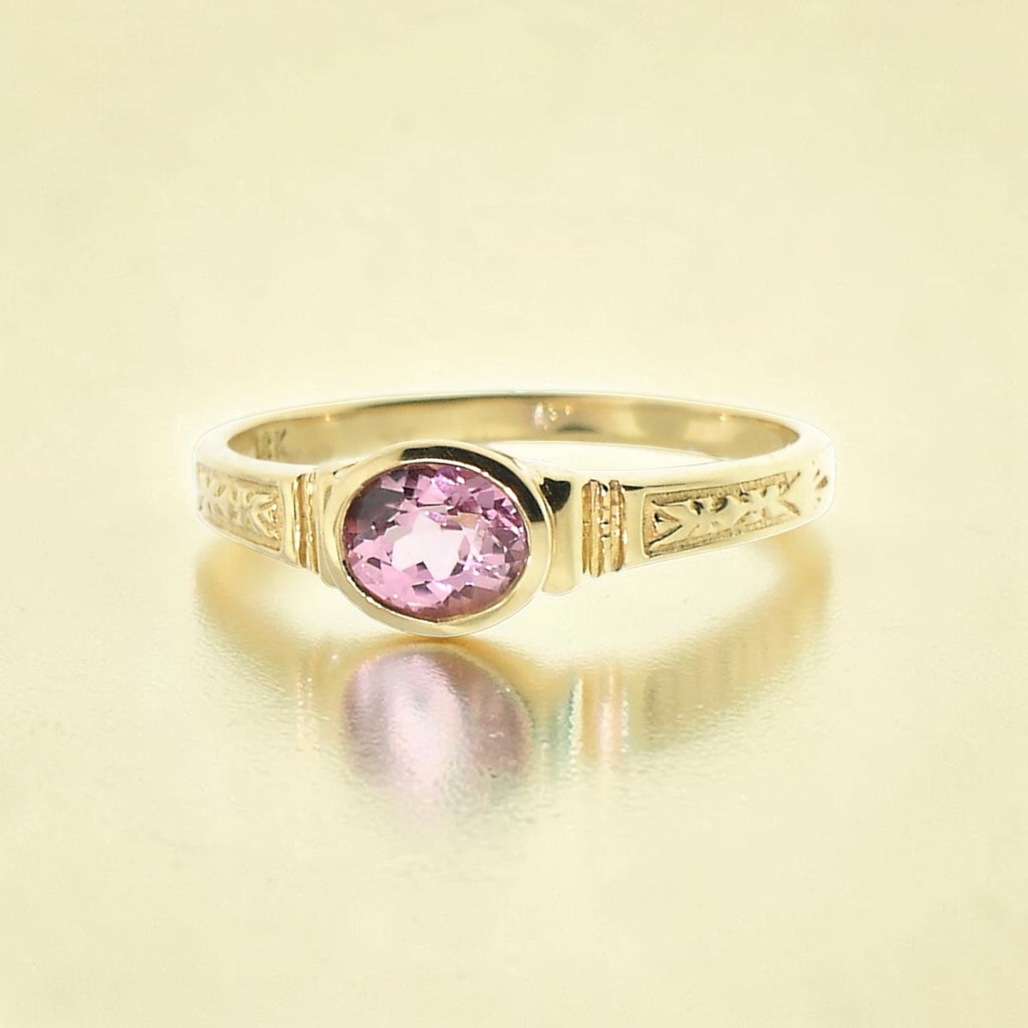 Pink Topaz 18kt Cassandra Ring made in USA by Cynthia Scott Jewelry