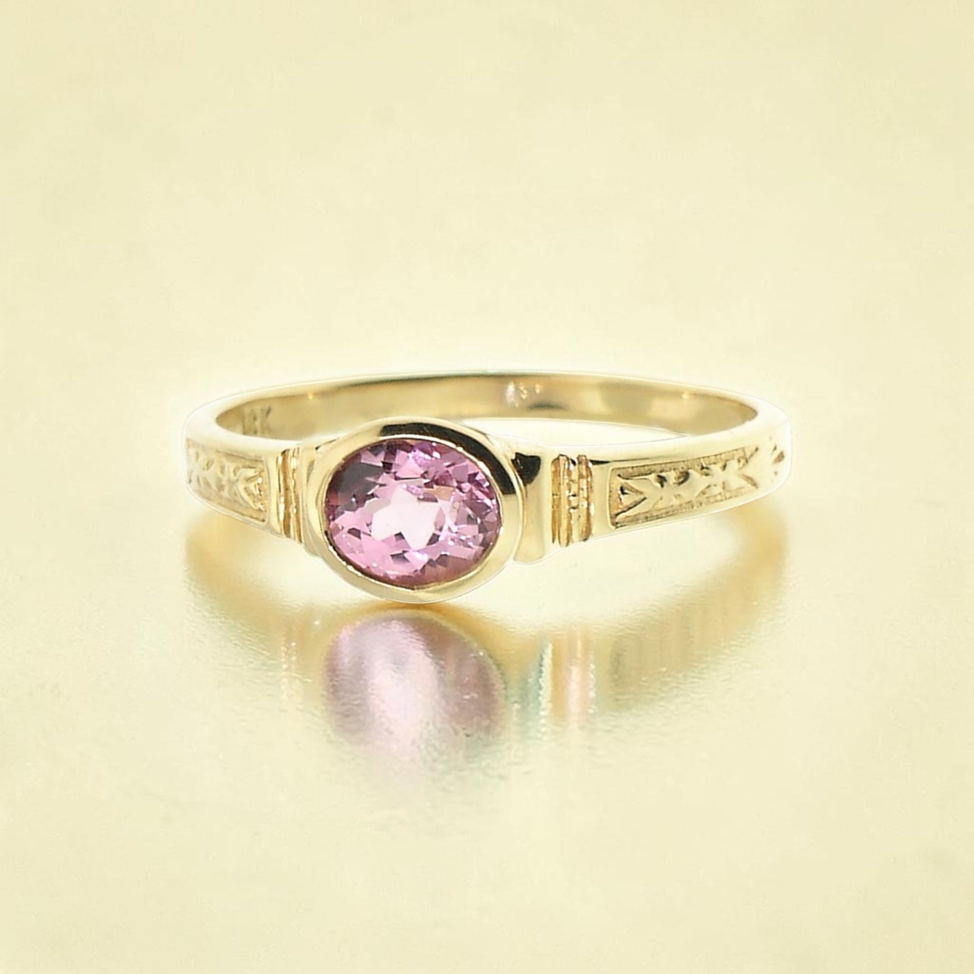 Pink Topaz 18kt Cassandra Ring made in USA by Cynthia Scott Jewelry
