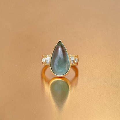 Blue Tourmaline Diamond 18kt Sienna Ring made in Florence, Italy by Cynthia Scott Jewelry