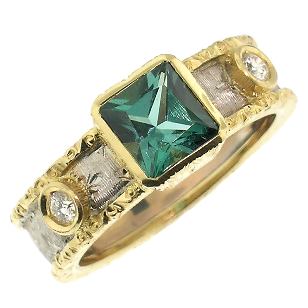 Blue Green Tourmaline 18kt Sienna Ring made in Florence Italy by Cynthia Scott Jewelry