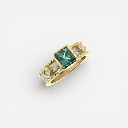 Blue Green Tourmaline 18kt Sienna Ring made in Florence Italy by Cynthia Scott Jewelry