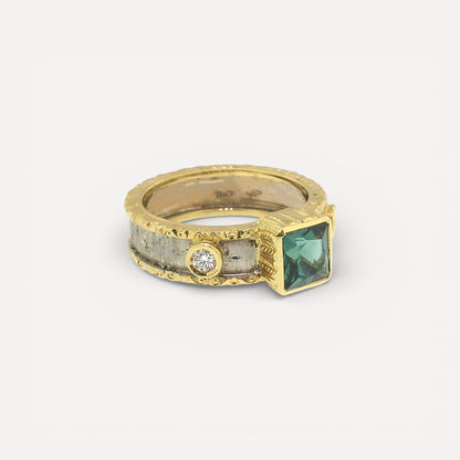 Blue Green Tourmaline 18kt Sienna Ring made in Florence Italy by Cynthia Scott Jewelry