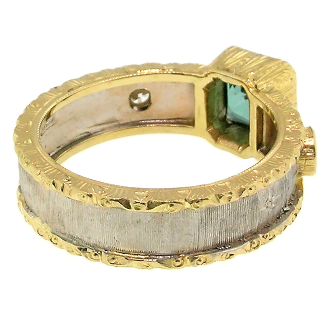 Blue Green Tourmaline 18kt Sienna Ring made in Florence Italy by Cynthia Scott Jewelry