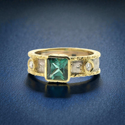 Blue Green Tourmaline 18kt Sienna Ring made in Florence Italy by Cynthia Scott Jewelry