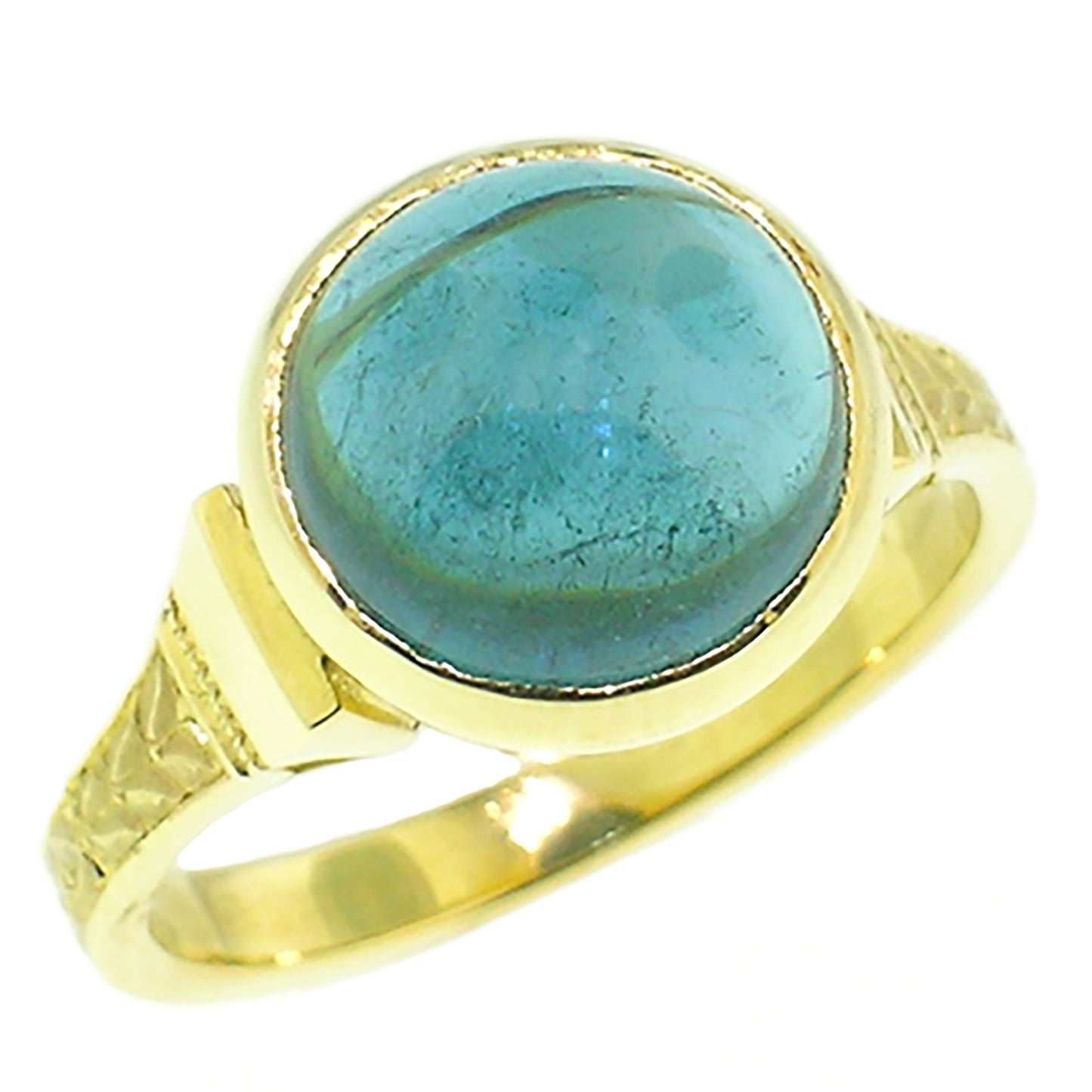 Blue Tourmaline Cabochon 18kt Cassandra Ring