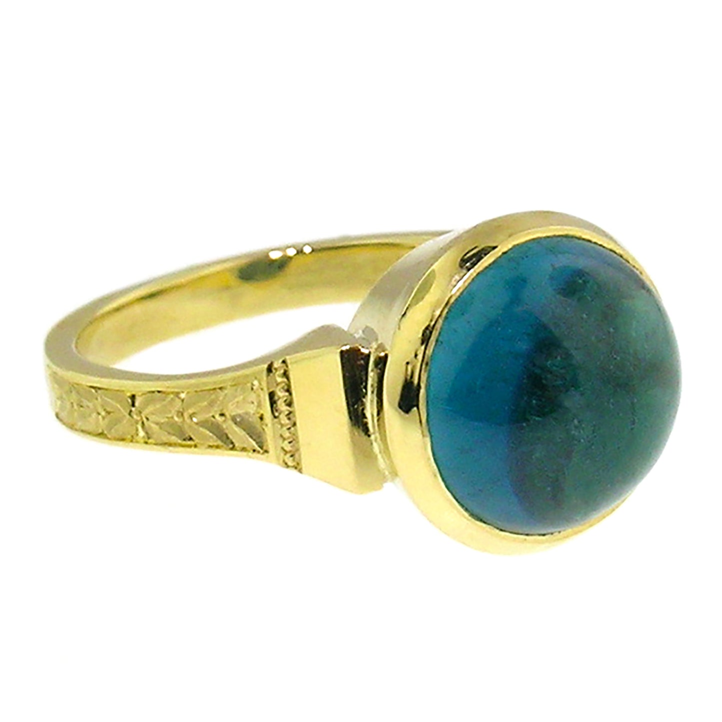 Blue Tourmaline Cabochon 18kt Cassandra Ring