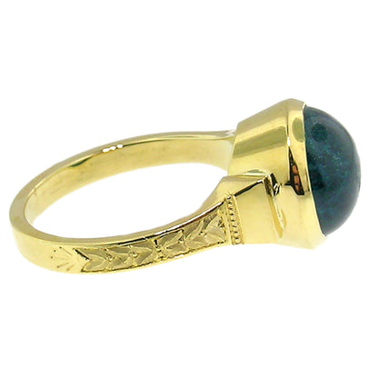 Blue Tourmaline Cabochon 18kt Cassandra Ring