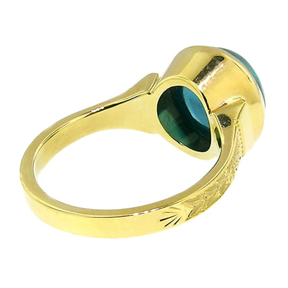 Blue Tourmaline Cabochon 18kt Cassandra Ring