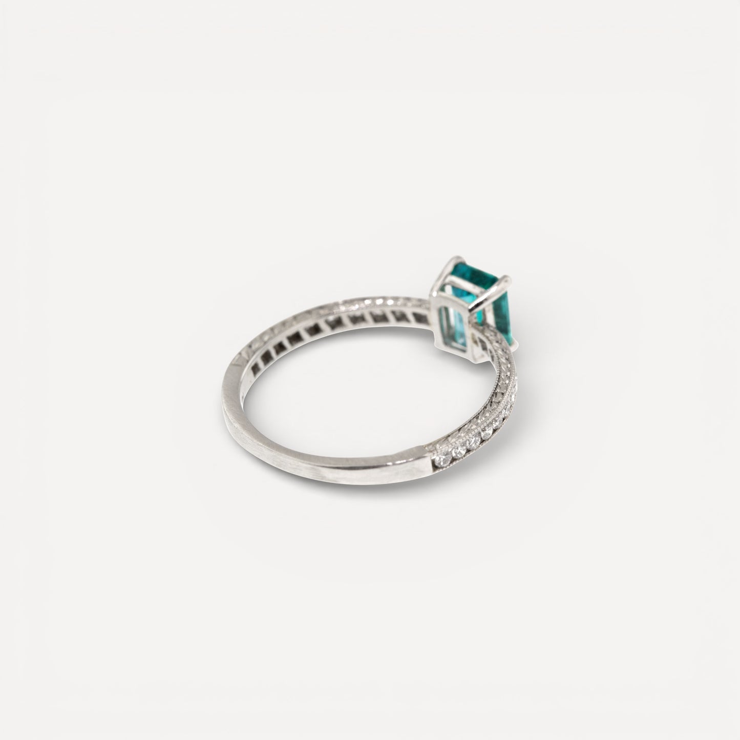 Paraiba Tourmaline from Brazil in Platinum and Diamond Ring made in USA by Cynthia Scott Jewelry