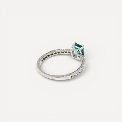 Paraiba Tourmaline from Brazil in Platinum and Diamond Ring made in USA by Cynthia Scott Jewelry